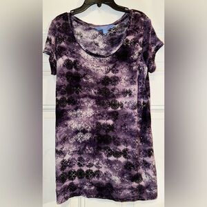 Simply Vera Vera Wang Purple Black Fitted Polo Tee